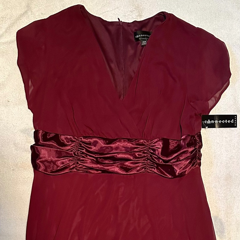Flowing Burgundy Formal Dress with Ruffled Waist